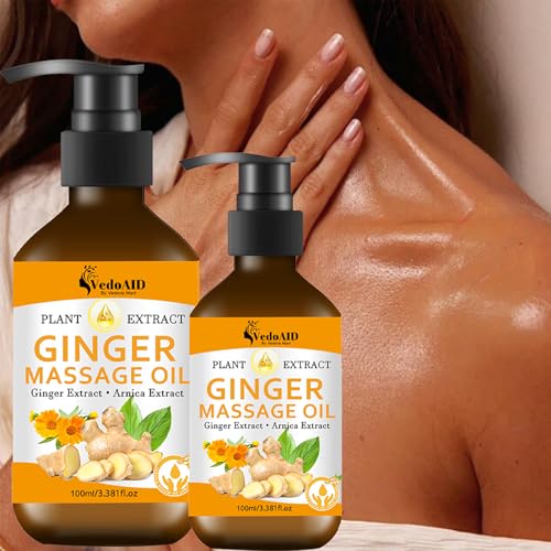 Ginger Massage Oil for Lymphatic Drainage, Sore Muscle Relief, and Massage Therapy, Ginger Oil with Arnica Extract & Vitamin E for Relax, Warm, and Soothing Body Massage, Perfect SPA Massage Oil (1)