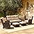 HILLGA Luxury High Back Outdoor Patio Furniture Set, 6-inch Thick Cushion Swivel Rocking Patio Chairs and 3-Seat Sofa, 6 PCS Wicker Conversation Set for Yard in Beige(Version 2.0)