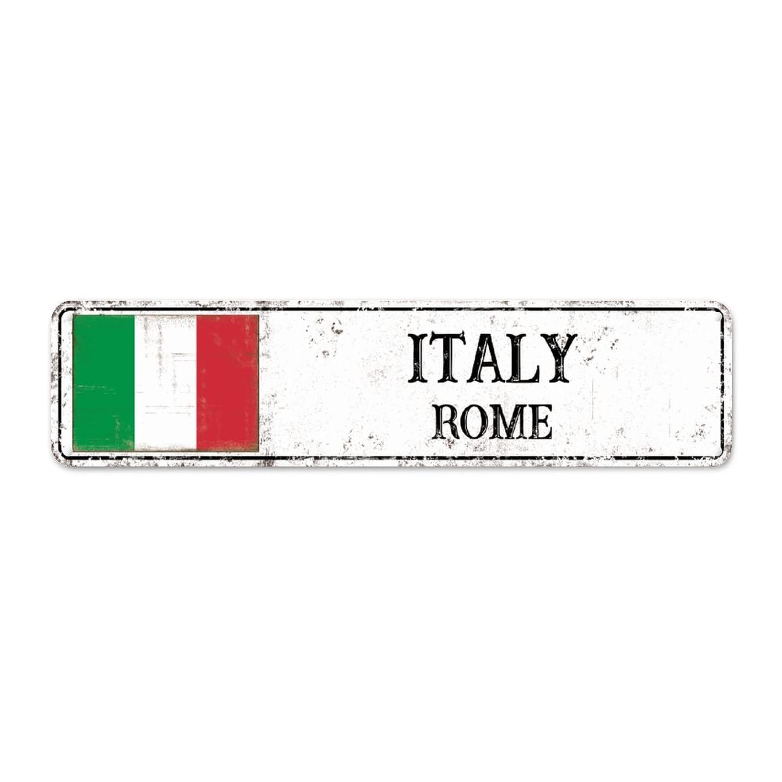 Podbyyou Italy Country Souvenir Retro Style Metal Tin Sign City Souvenir Rome Capital City Hanging Novelty Signs Farmhouse Decor National Flag Retro Wall Sign For Front Porch Living Room Bedroom 12X3in