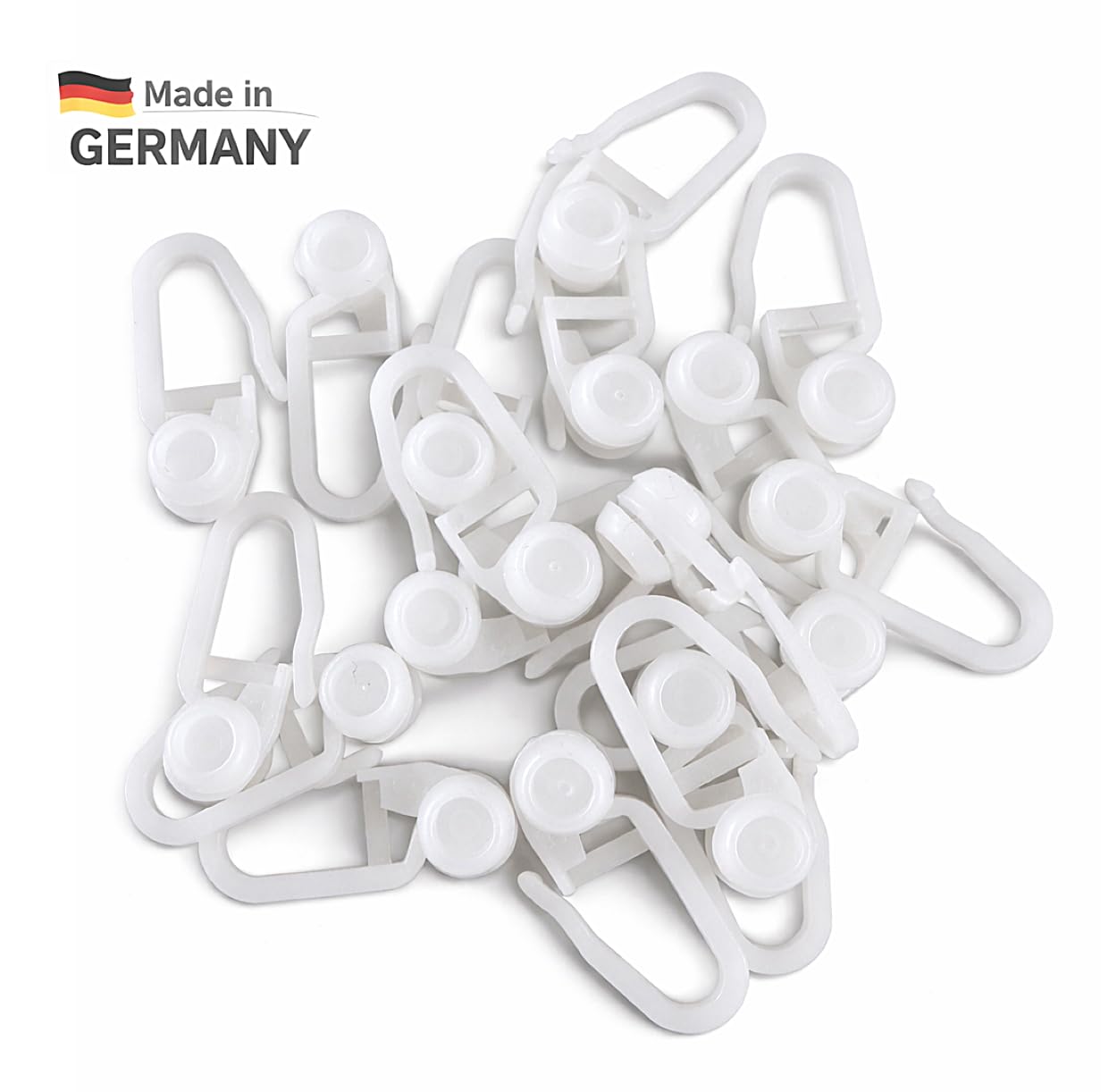 di alta qualità rotoli, gancio pieghevole, tenda roellchen, interno Ruote – Bianco 8 mm – 1000 pezzi