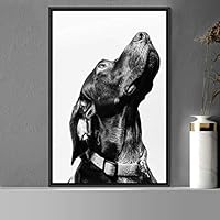 Framed Canvas Wall Art High Contrast Portrait Animals Black and White Contemporary Dogs Duotone Expressive Grey Photography Portrait - 16x24 inches