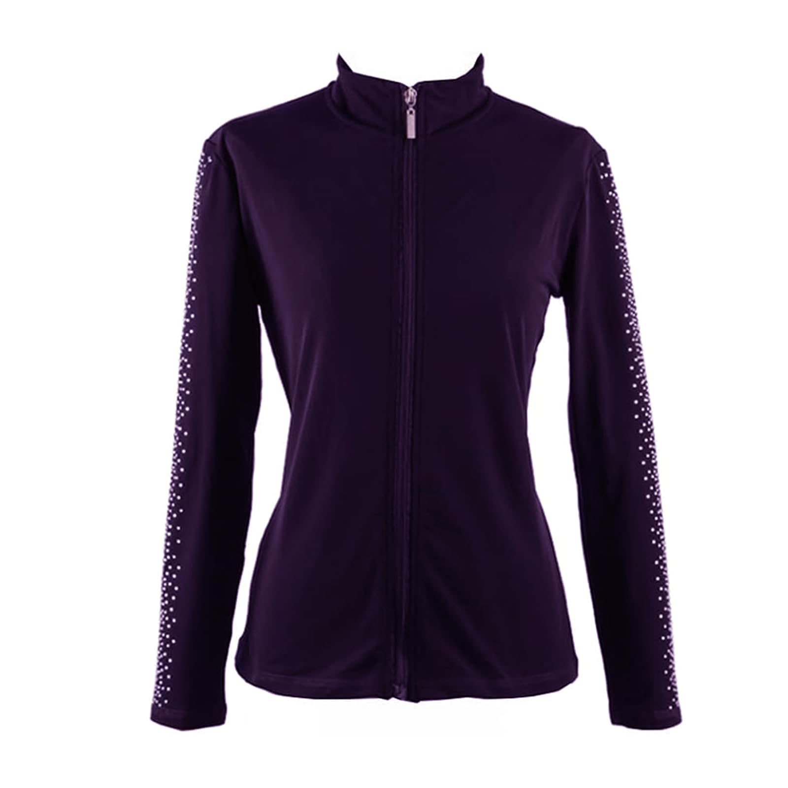 LIUHUO Eiskunstlauf Trainingsanzug Jacke Mädchen Strass Vertikale Streifen Schwarz