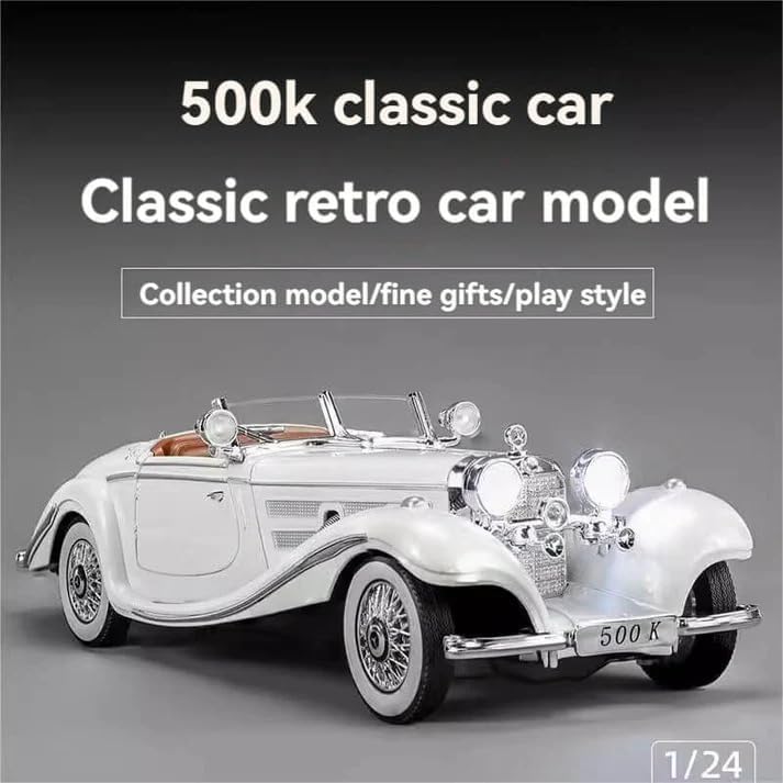 Image of Invite Enterprise Compatible for 1:24 Mercedees Benz 500K Toy Car Model, Diecast Collectible Pull Back Model Car with Sound and Light, Toy Gift Vehicles for Adults Kids Boys Girls 【Silver Color】