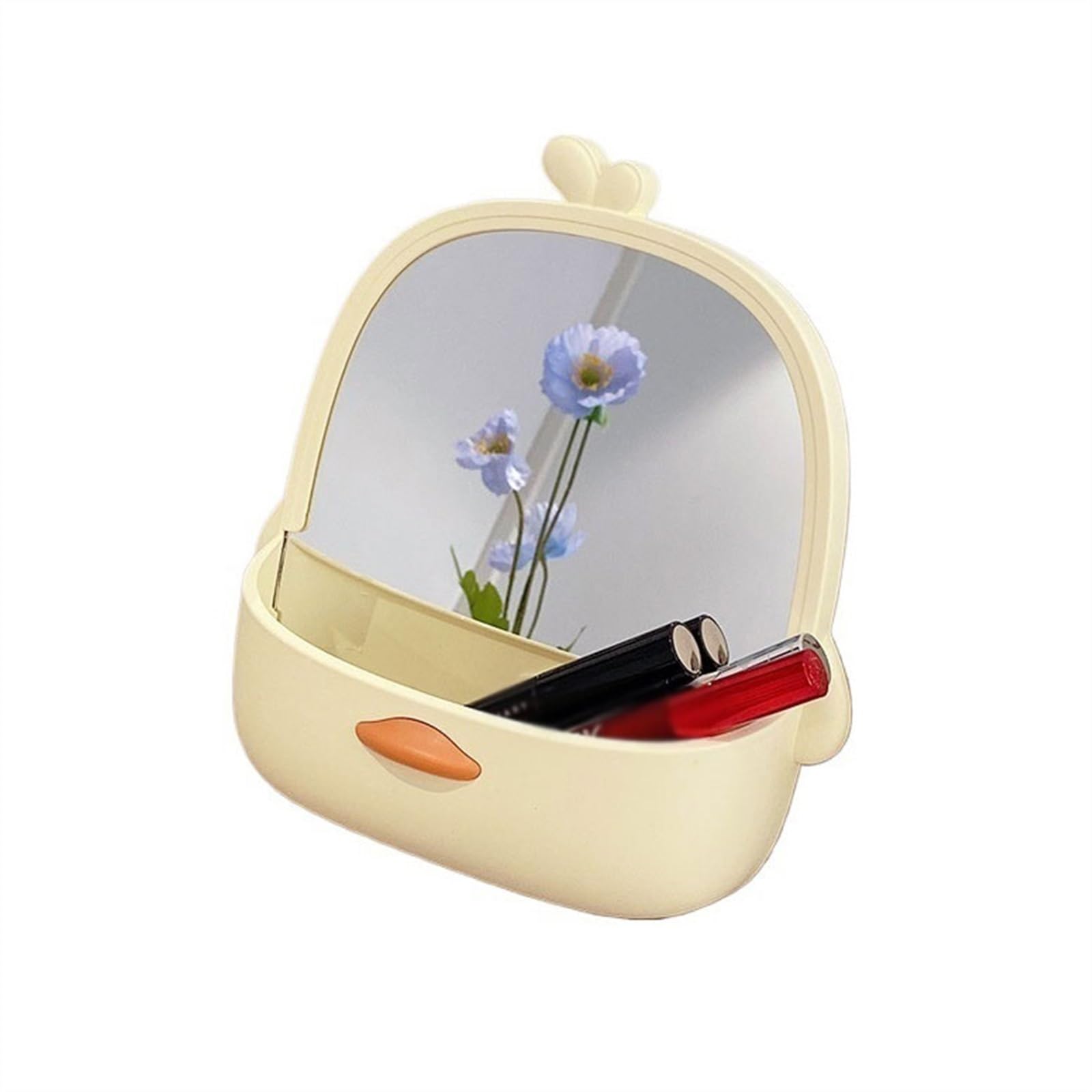 LJHFG63KUYT Vanity Mirror Cosmetic Mirror Organizer Portable Desktop Standable Small Cute Cartoon Shape Dressing Household Personal(Pink)