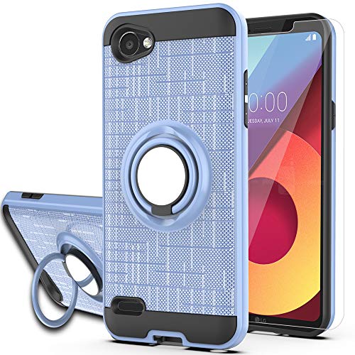 YmhxcY Phone Case Compatible with Q6/Q6 Plus/G6 Mini/Q6+ Case with HD Phone Screen Protector,360 Degree Rotating Ring & Bracket Dual Layer Resistant Back Cover for Q6-ZH Metal Slate