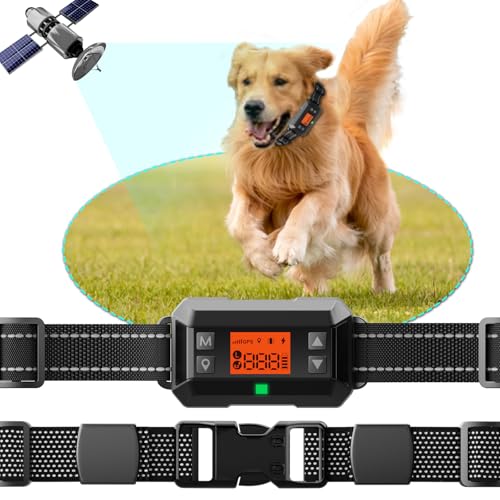 GPS Wireless Dog Fence System,33-999 Yards Electric Fence for Dog Boundary Collar for Dogs Rechargeable GPS Collar Electric Perimeter Smart Wireless Pet Containment with 2 Replacement Straps