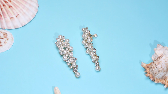 Aretes de novia BriLove con perlas simuladas y brillantes miniatura 7