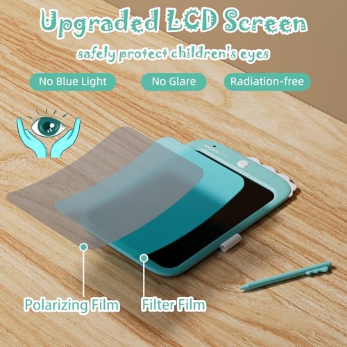 Image of Proffisy 10 Inch LCD Writing Tablet, Dinosaur Digital Writing Pad with Stylus, One-Touch Erase & Screen Lock, Reusable Paperless Notepad for Drawing, Handwriting, Notes & Travel (Blue)