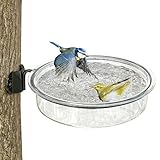 iBorn Wall Mounted Water Tray, Bird Bath for Outside, 7.3”Wildbird Water Bowl PC Plastic, Installed on Post, Wooden Fences, Trees and Walls, Clear, Pack of 1