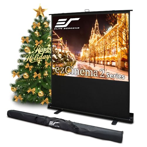 Image of Elite Screens ezCinema 2, Portable Manual Floor Pull Up Scissor Backed Projector Screen, 84-Inch, Home Theater Movie Office Classroom Projection Carrying Bag, US Based Company 2-YEAR WARRANTY, F84XWV2