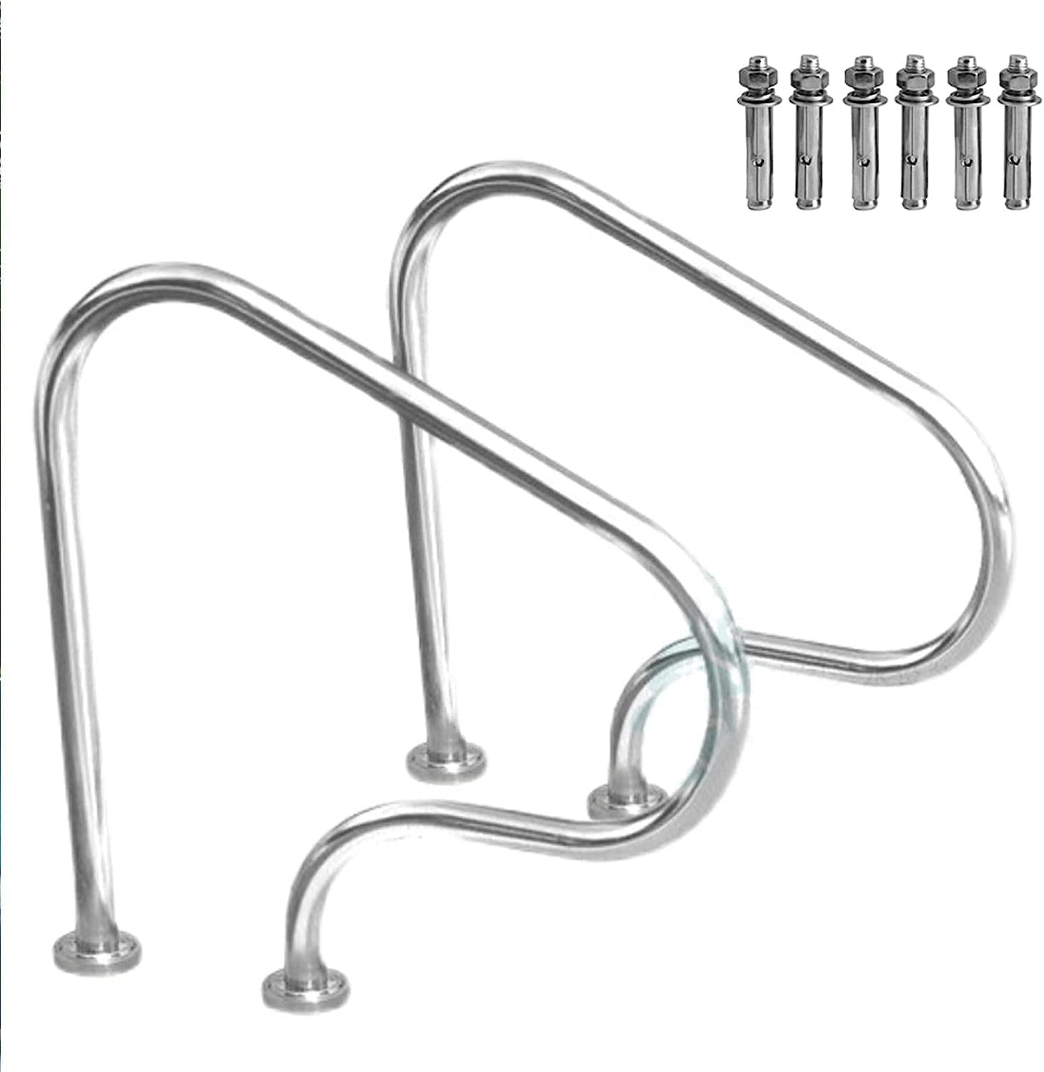 Barres d'appui de piscine avec main courante en acier inoxydable et garde-corps d'escalier
