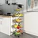 Mocosy Cesto in metallo con ruote e coperchio, ripiano multiuso a 5 piani impilabile con cestello per frutta, contenitore per ripostiglio per cucina, ripostiglio, camera da letto, bagno