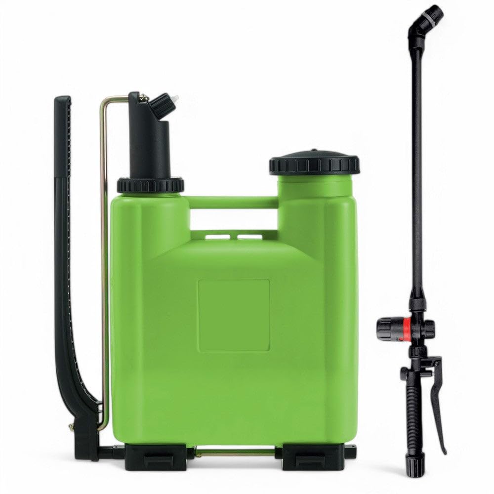Pompa irroratrice a spalla zaino 12 lt. verde con avviamento manuale e regolatore di pressione e pompante in resina Garden