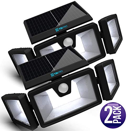 TBI Security Solar Lights Outdoor 216 LED 2200LM, 6500K - Extra-Wide Adjustable 360° 3 Heads with 3 Modes,Wireless Motion Sensor 40ft - Waterproof IP65 Spot Flood Lights Solar Powered 2200mah(2 Pack) - Thumbnail 6