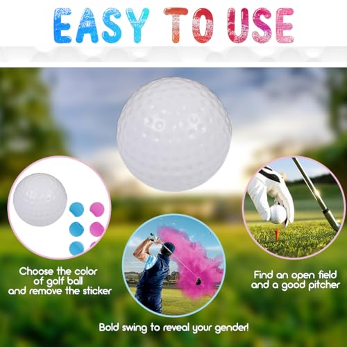 Arelux CPGOLF-0423 Gender Reveal Golf Ball 2 Set (2 Pink 2 Blue & 4 Wooden Tees Per Pack) Color Powder Exploding Ball Kit Great Idea thumb #4