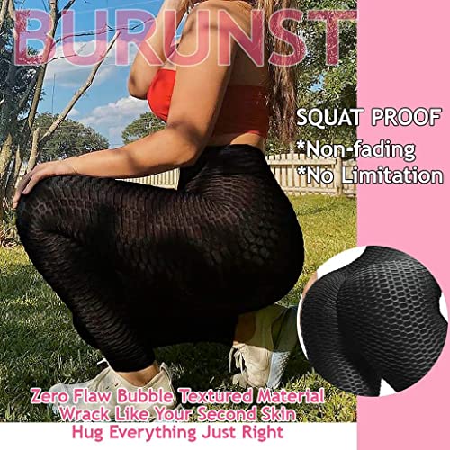 Burunst Butt Lifting Leggings For Women High Waist Scrunch Butt Leggings Tummy Control Tiktok Leggings Booty Lift Workout Black #TOP3