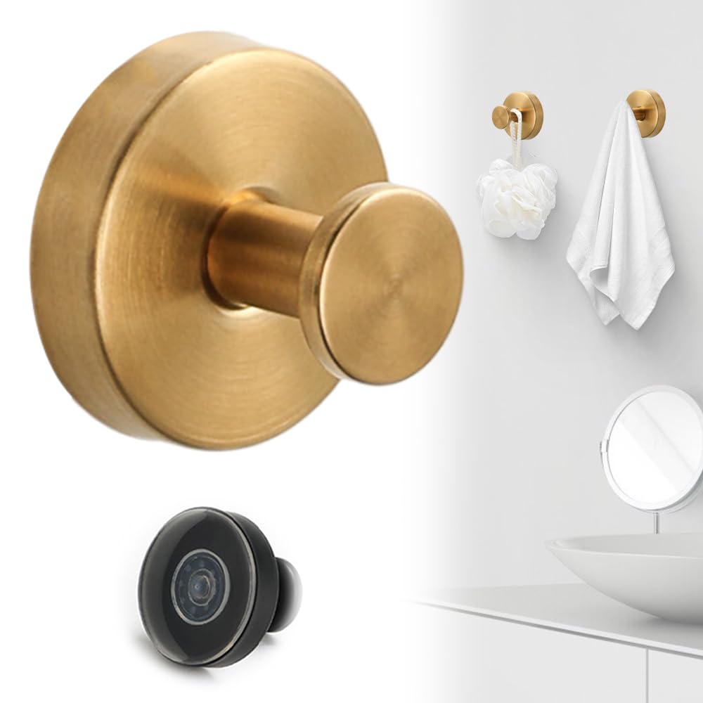 Opeximatun Gold Stainless Steel Waterproof Suction Cup Towel Hooks