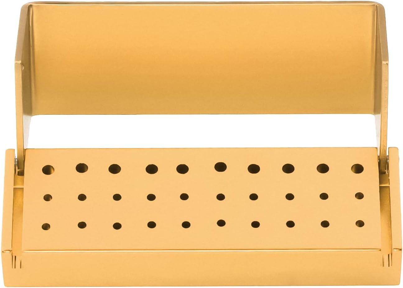 EustomA Burs Holder Block Case for 30 Holes High Temperature Sterilizable Autoclavable Burs Holder Box 2pcs/set (Golden)