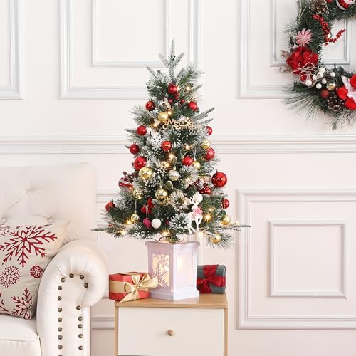 Gaomon FLCY-TD23092502 3 Ft Pre-Lit Christmas Tree, Artificial Christmas Trees With Lighting Snowflake Base, Snow Flocked Xmas Trees With 70 Led Lights, Battery Operated And Timer Function thumb #8