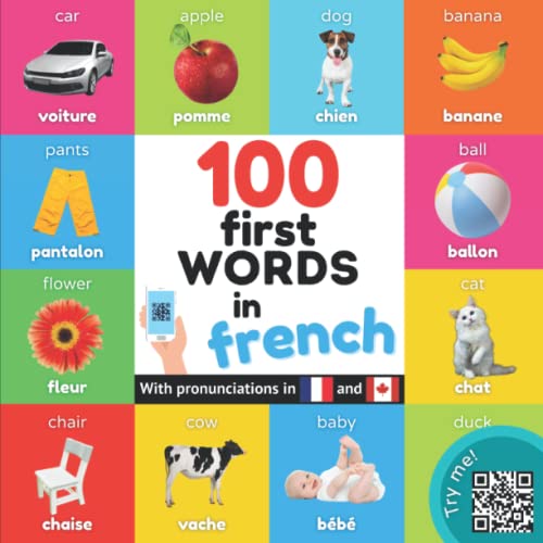 Image of 100 first words in French: Bilingual picture book for kids: English / French with pronunciations (Learn french)