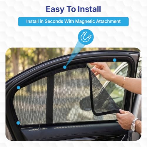 Image of KINGSWAY Car Sun Shade Curtains Only Compatible with Renault Duster (2026 Onwards) | Front Window in Half Cut and Rear in Zipper (Magnetic) | UV & Heat Protection | Pack of 6 Pcs