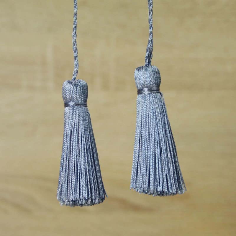 70 Colours Luxury Silk Soft Thread Tassels Latkans Cushion Sewing Craft Curtains (1 Pair / 2 Tassels, Lilac Silver T201)