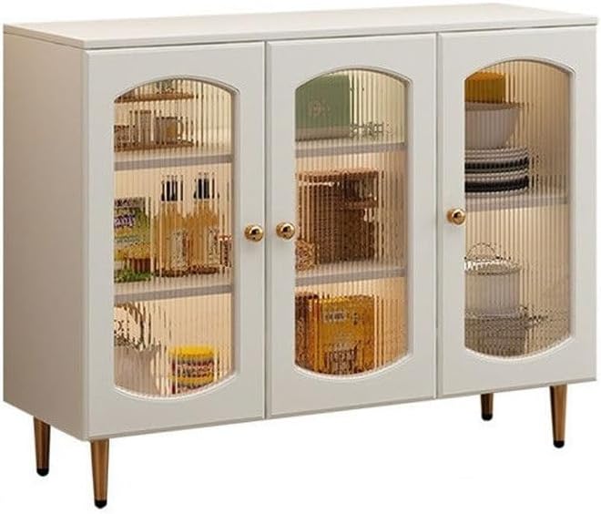 Sideboard Cabinet Modern Simple Glass Door Dining Sideboard Home Living Room Solid Wood Storage Cabinet Kitchen Storage Cabinet Sideboard Cabinet with Drawers(C)