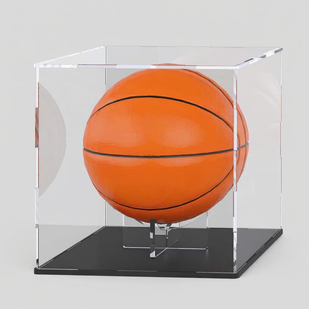 Houseables Basketball Stand, Ball Stand, Basketball Holder, Football Holder, Ball Display, Football Display, Storage, for Soccer, Volleyball, Rugby, Clear Acrylic, Storage, 1 Pack