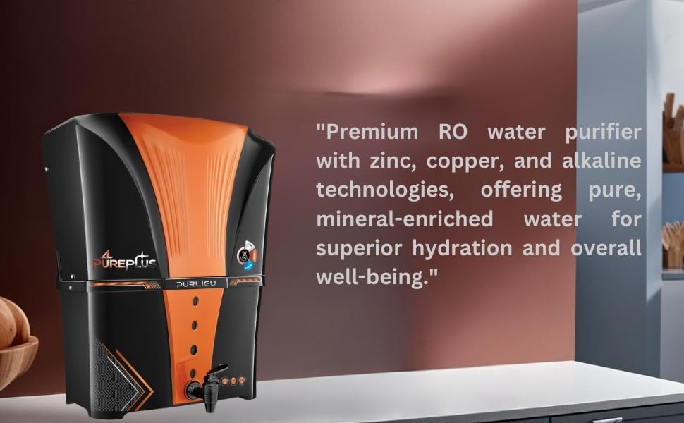 Image of Pureplus Zinc RO Water Purifier with Bio Copper and Alkaline Filter Technology Purification, UV, UF and TDS Controller 12Litre Fully Automatic Function and Best For Home and Office