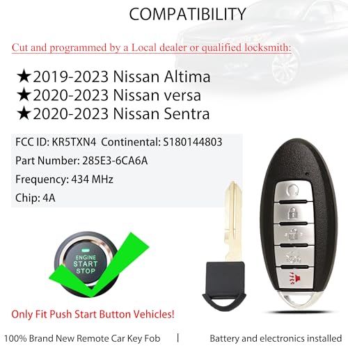 Télécommande de rechange Nissan Sentra Versa KR5TXN4 durable