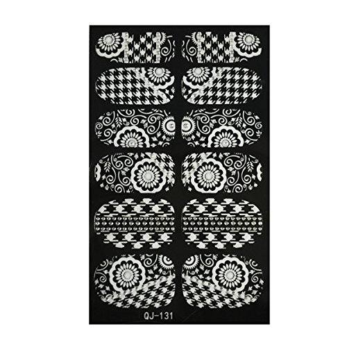 Wrapables Fashionable Black and White Nail Art Stickers, Deco