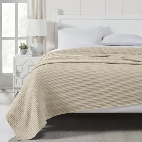 Image of Modern Threads 100% Cotton Waffle Thermal Blanket, Taupe, King /California King