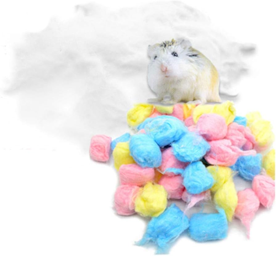 Warm Bedding in Cotton, Cotton Balls Filler for Hamster House, Eliminate Loneliness Enhance Sense of Security for Small Animals…