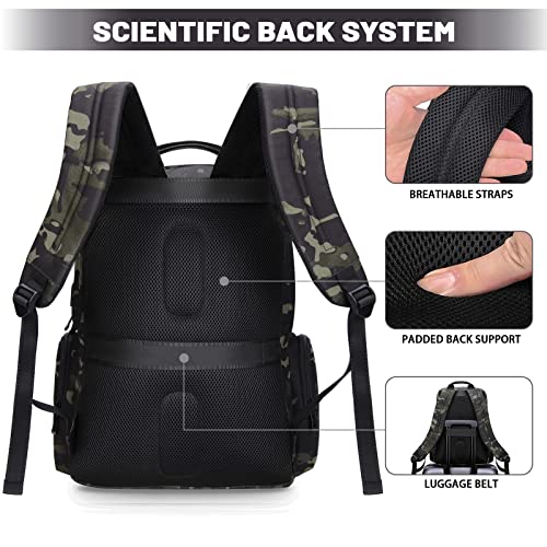 Homiee Travel Laptop Backpack, Camo Backpack Anti Theft Computer Backpack With Usb Port, 15.6 Inch Business Backpack Carry On Backpack Water Resistant Hiking Camping Backpack #TOP6