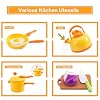 118Pcs Mini Play Kitchen Accessories for Kids, Pretend Cooking Playset with Cookware, Tableware & 2 Fruit Sets, Learning Gift for Girls, Boys, Toddlers, Yellow #5