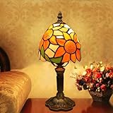 BMXKPO Tiffany Style Table Lamp,Sunflower Stained Glass Lamp,6 Inch Small Antique Bedside Lamp, for Bedroom Living Room Home,Included Dimmable LED Bulb 8W