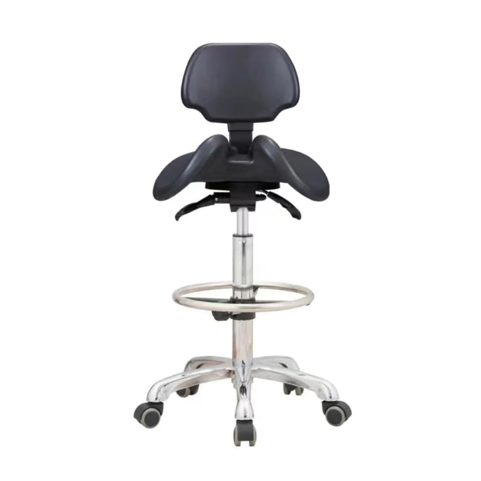 METTEOR Saddle Stool Dentist Stool with Back Support Ergonomic Saddle Chair Adjustable Salon Stool Dentist Chair Hydraulic Lifting (A4)