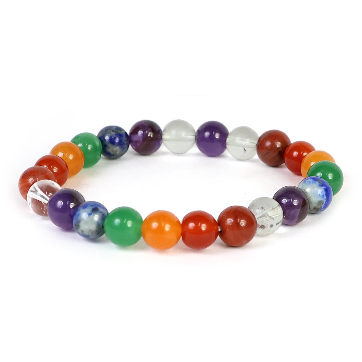 Reiki Crystal ProductsCertified 7 Chakra Bracelet Crystal Stone 8 mm Bead Bracelet for Reiki Healing and Meditation Protection (Color : Multi)