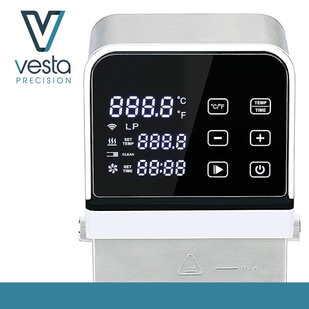 Vesta Precision Cuiseur Sous Vide Professionnel SV330 | Application de Contrôle Wi-Fi incluse | Débit de la Pompe 10 L/min, Jusqu'à 80 litres, Dimensions 15,5 x 17,4 x 31,9 cm