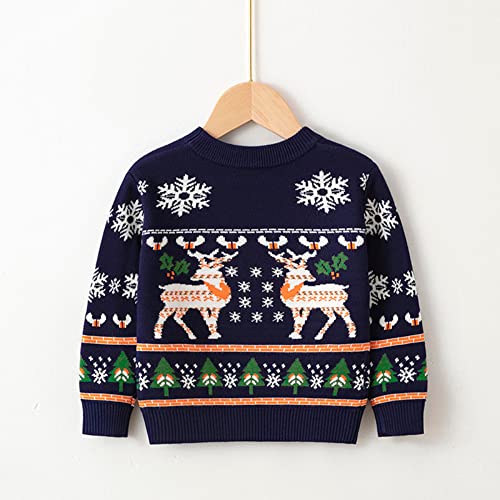 Toddler Boys Girls Christmas Cartoon Deer Snowflake Sweater Long Sleeve Warm Knitted Pullover Infant Sweaters for2