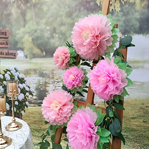 Mybbshower Pinks Flowers Decoration (11''-7'' Assorted) 6 Pcs Artificial Tissue Paper Peony Nursery Wall Bridal Shower Centerpiece Baby Girl Birthday Tea Party #TOP3