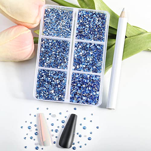 Image of Beadsland Flatback Rhinestones, Light Sapphire, 7200pcs Mixed 6 Sizes