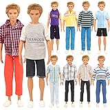 Miunana 5 Traje de Ropa Hecha a Mano Vestir Casual con Deportivo Verano Fashion Camisas y Pantalones Cortos para Novio 12 Pulgadas Muñeco