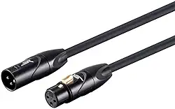 Monoprice Cabo XLR macho para XLR fêmea [microfone e interconexão] – 7,5 metros | Banhado a ouro, 16 AWG – Série Stage Right Black