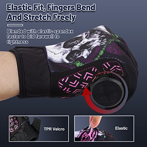 Rigwarl Adult Motorcycle Workout Bicycle Riding Cycling Climbing Garden Gloves For Women,Sugar Skull,M #TOP4
