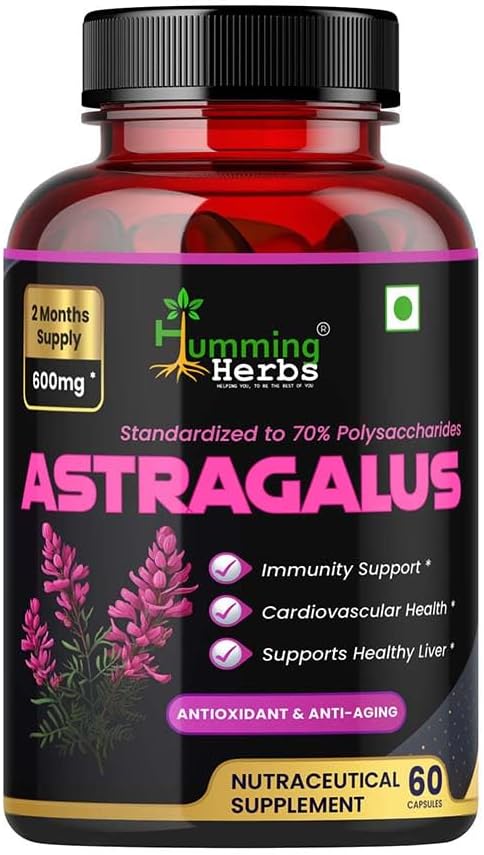 Humming Herbs Astragalus Root Extract Capsules - Supports Immune System, Card...