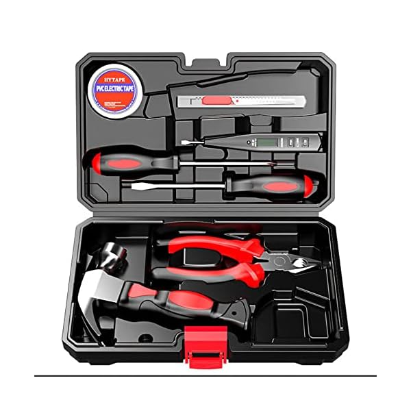 Werkzeugkoffer bestückt, Allgemeine Hand-Haushaltswerkzeug-Kit mit Kunststoff-ToolBox-Aufbewahrungskoffer, robust und…