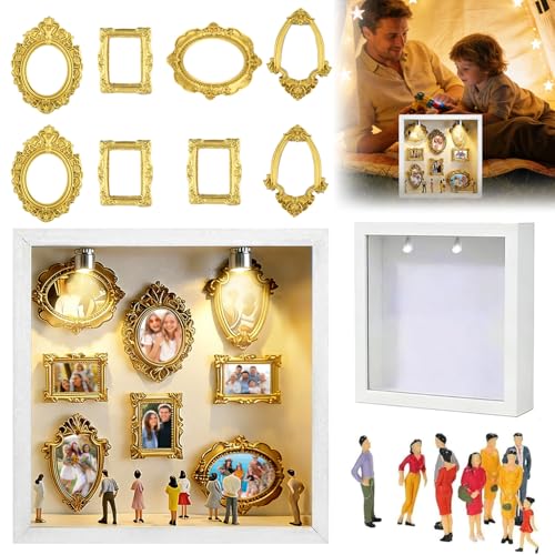 DIY Mini Museum Bilderrahmen, Mini Menschen Bilderrahmen Vintage zum Befüllen, Museum Silhouette Box DIY Set Fotogeschenke für Sie & Ihn Jahrestag Geschenke.