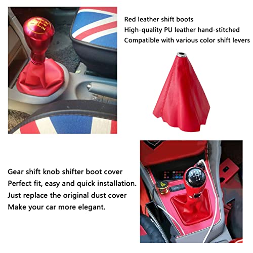 Yshfato Car Shift Boot Cover, Shift Knob Dust Cover For Manual/Auto Pu Leather Shifter Boot Cover Universal (Red) #TOP2