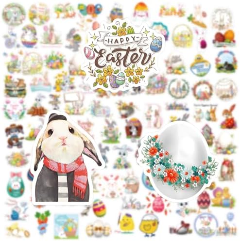 Amazon.com: 100pcs Easter Stickers Easter Egg Stickers Colorful Decor ...